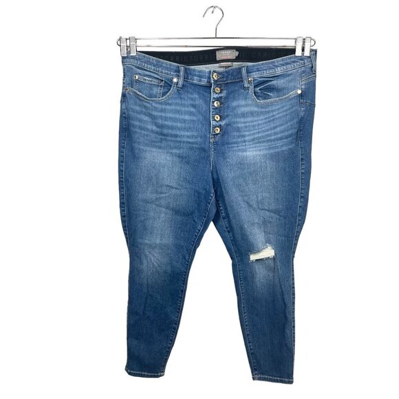 Torrid Bombshell Skinny distressed jeans button fly sz 24R - Picture 1 of 9